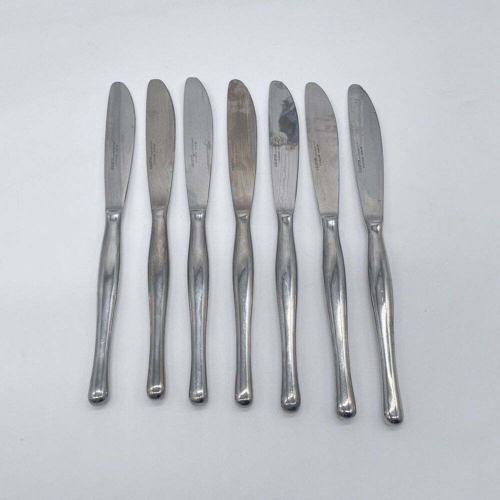 Hampton Silversmiths HSV84 Dinner Knives Set of 7 Stainless Flatware 9 1/8”